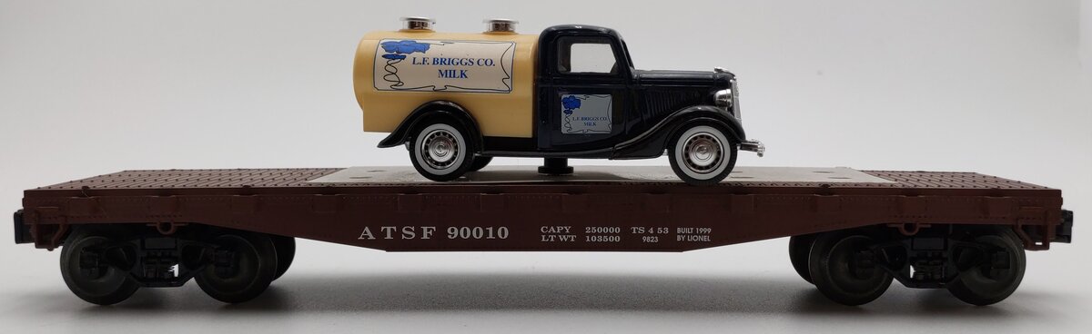 Lionel 6-17529 O Gauge AT&SF Flatcar w/Ford Milk Truck #90010 EX/Box