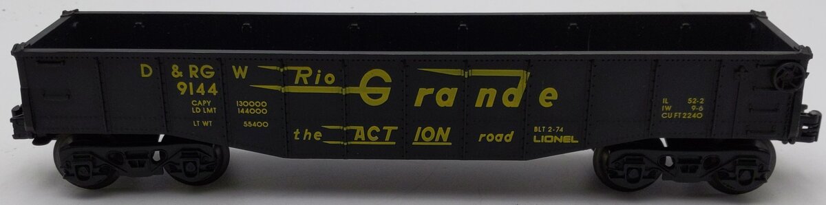 Lionel 6-9144 O Gauge Denver & Rio Grande Western Gondola w/o Canisters #9144 EX/Box