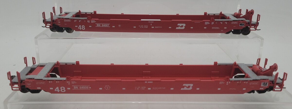 Athearn HO Scale Burlington Northern Stack Cars #64007 & #64009 [2] EX