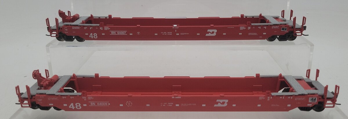 Athearn HO Scale Burlington Northern Stack Cars #64007 & #64009 [2] EX