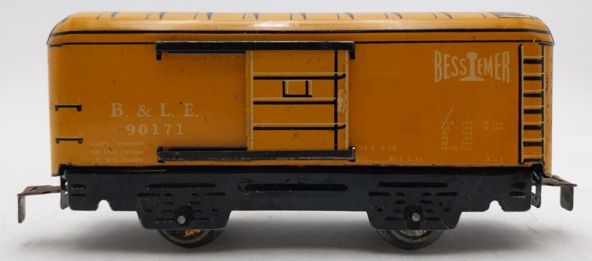 Marx 90171 Vintage O Yellow Bessemer & Lake Erie (BLE) Boxcar