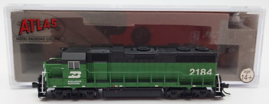 Atlas 40000225 N Scale Burlington Northern GP38 Low Nose Diesel Loco #2184 w DCC VG/Box