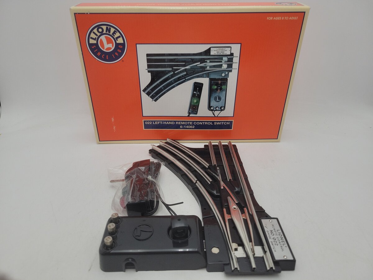 Lionel 6-14062 O Gauge Remote-Control 022 Left Hand Switch Turnout EX/Box