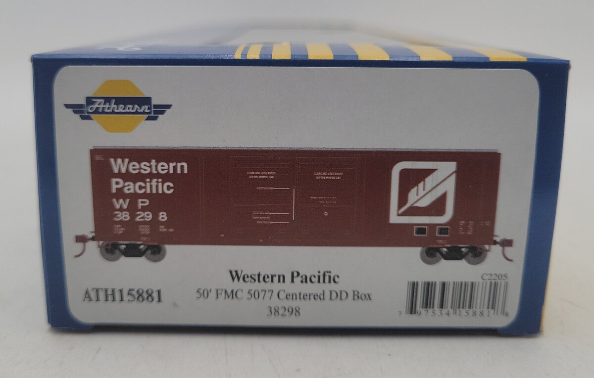 Athearn 15881 HO Western Pacific 50' FMC 5077 Double Door Box Car #38298 LN/Box