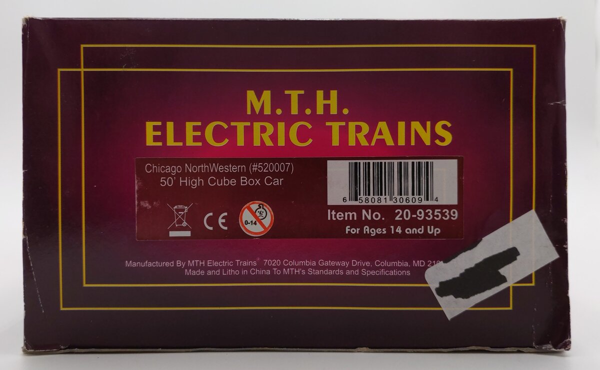 MTH 20-93539 O CNW 50' Hi-Cube Boxcar #520007 LN/Box