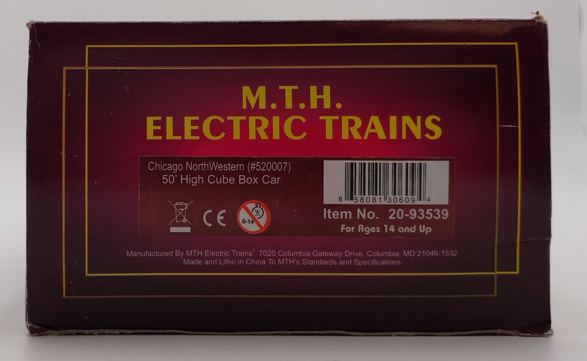 MTH 20-93539 O CNW 50' Hi-Cube Boxcar #520007 LN/Box