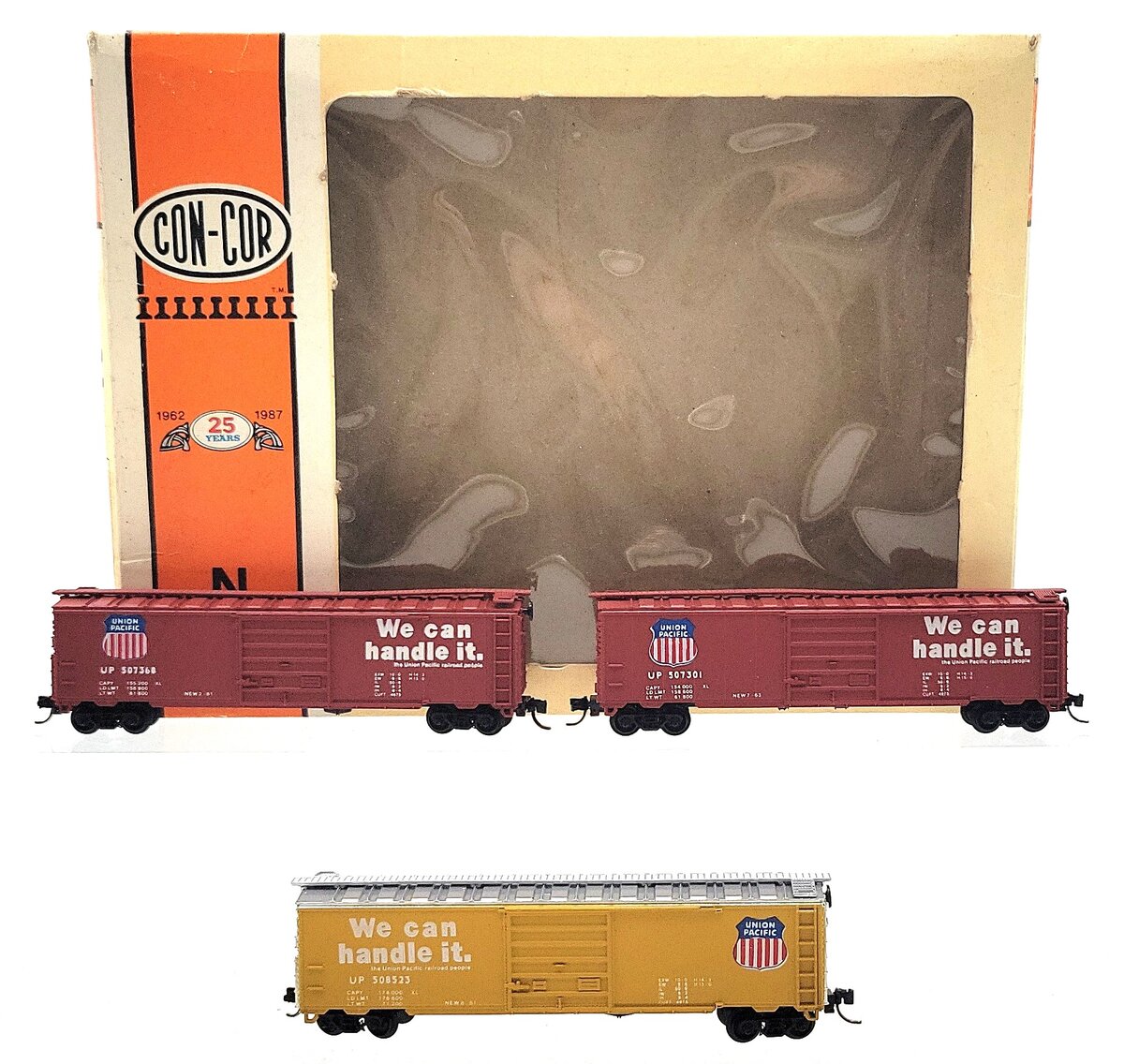 Con-Cor 0001-008902 N Union Pacific 50' Panel Door Boxcars (Pack of 3) LN/Box