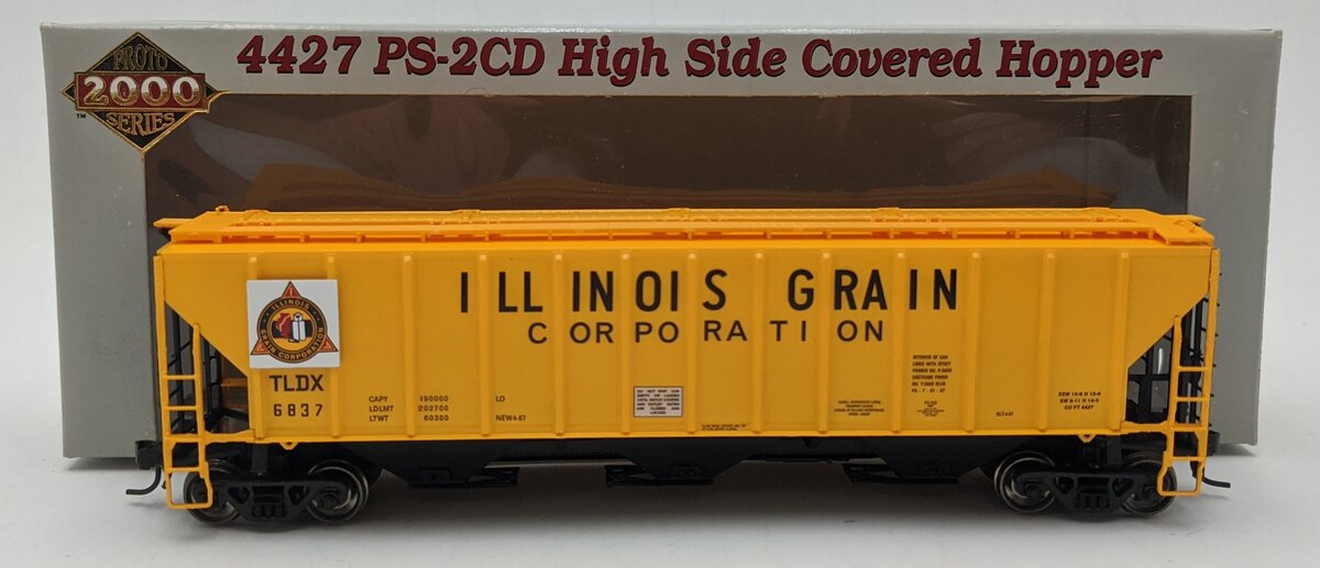 Proto 2000 21372 HO Scale Illinois Grain PS-2CD High Side Covered Hopper #6837 LN/Box
