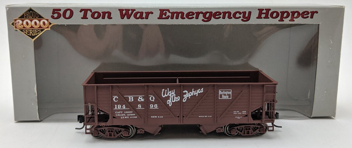 Proto 2000 23845 HO Scale CB&Q 50 Ton War Hopper #194896 LN/Box