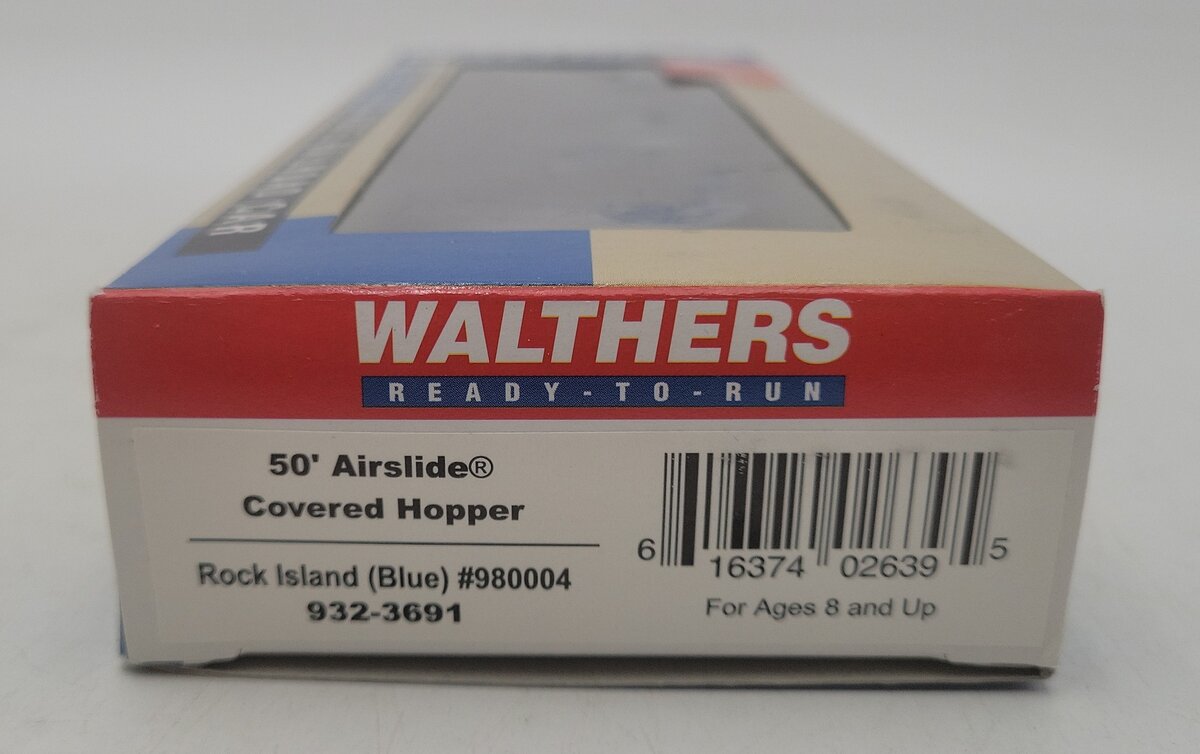 Walthers 932-3691 HO Rock Island (Blue) 50' Airslide Covered Hopper #980004 LN/Box