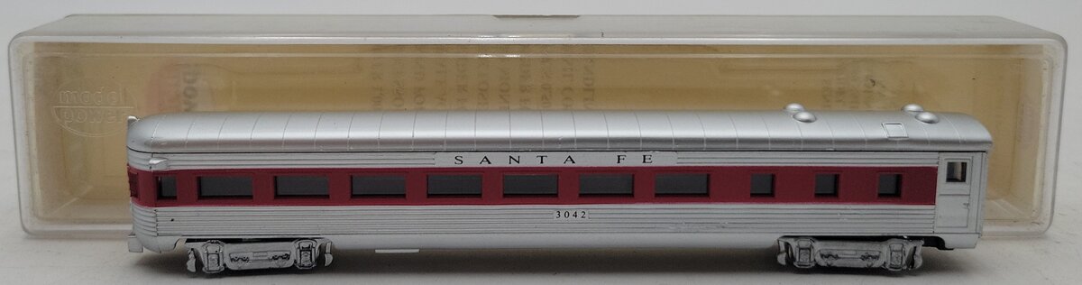 Model Power 3042 N Scale Santa Fe 75' Steamlined Observation Passenger Car #3042 LN/Box