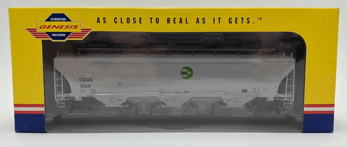 Athearn G4256 HO Scale CGOX Cargill Trinity 3-Bay Covered Hopper #1064 NIB
