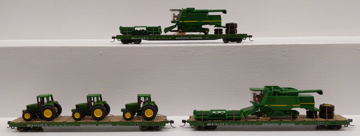 HO Scale Assorted Burlington Northern Flatcars w/ Diecast Loads [3] EX