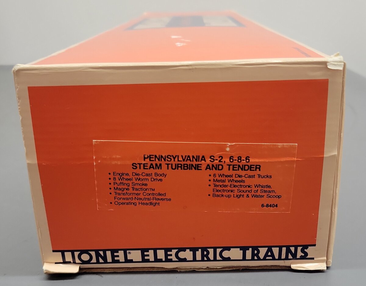 Lionel 6-8404 O Gauge PRR 6-8-6 S-2 Turbine Steam Locomotive & Tender #6200 EX/Box