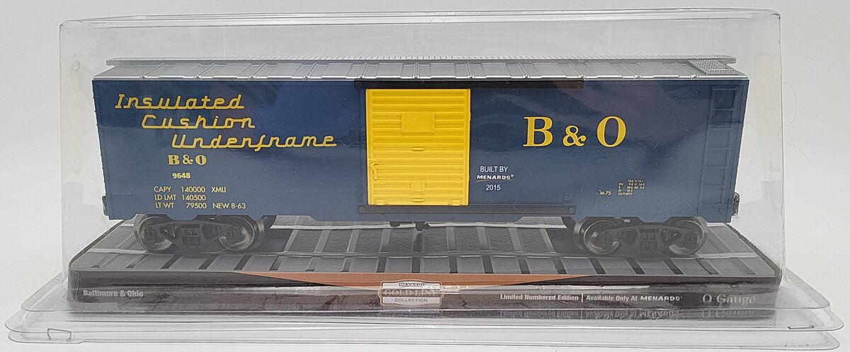 Menards 279-2654 O Baltimore & Ohio Boxcar Insulated Cushion Underframe LN/Box