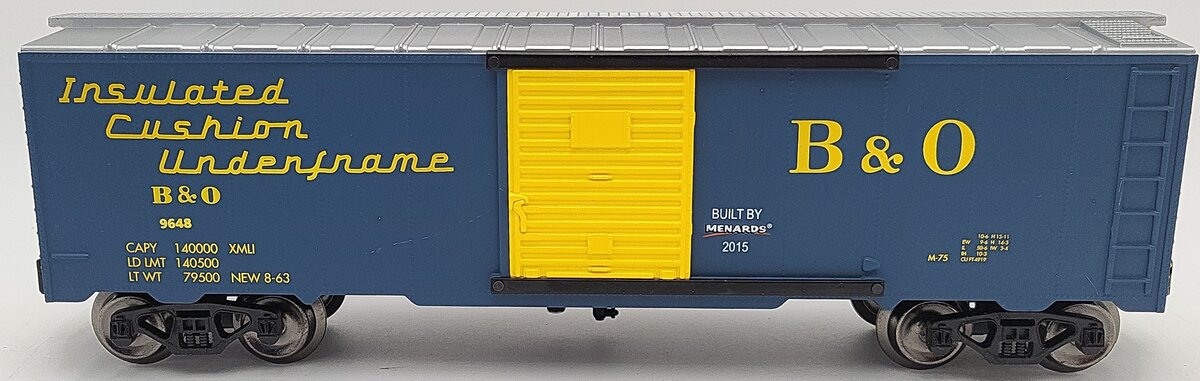 Menards 279-2654 O Baltimore & Ohio Boxcar Insulated Cushion Underframe LN/Box