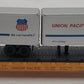 Atlas 3746 N Scale Union Pacific Piggyback Flatcar w/ 24' Trailer #59163 EX/Box