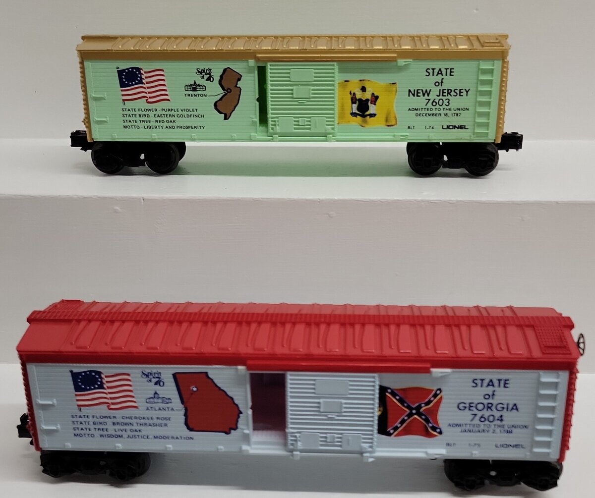 Lionel O Gauge Spirit of '76 Boxcars 6-7603 6-7604 [2] LN