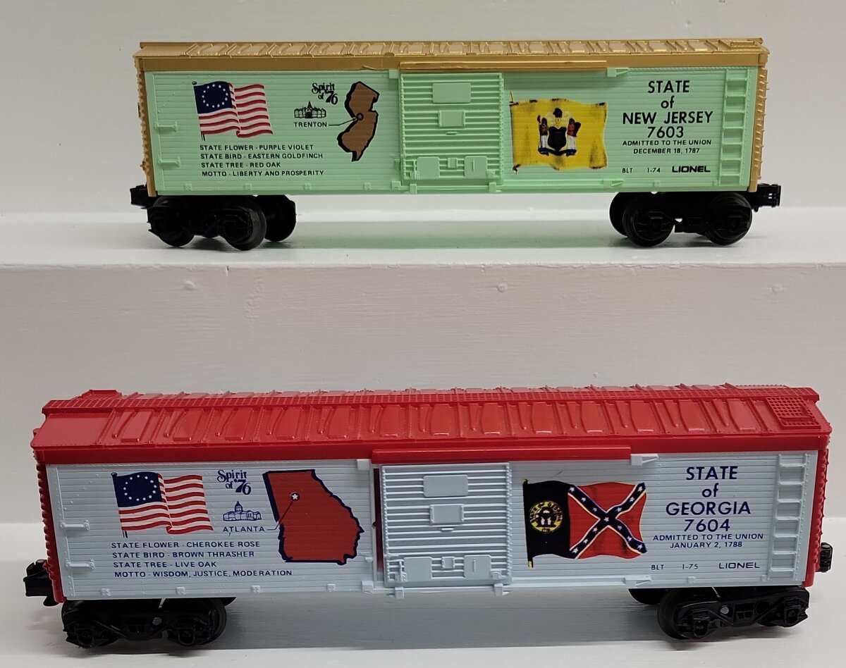 Lionel O Gauge Spirit of '76 Boxcars 6-7603 6-7604 [2] LN