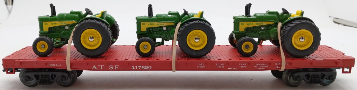 Right-of-Way 417629 O AT&SF Flatcar w/Tractors EX/Box