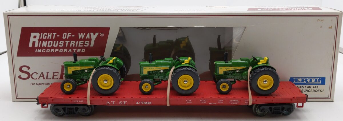 Right-of-Way 417629 O AT&SF Flatcar w/Tractors EX/Box