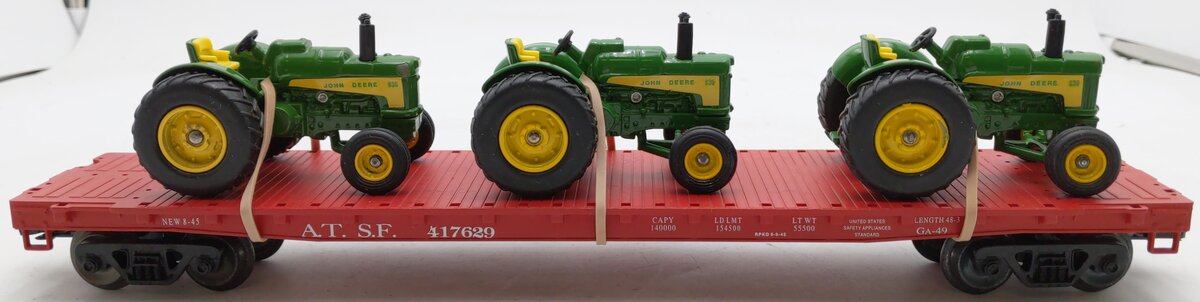 Right-of-Way 417629 O AT&SF Flatcar w/Tractors EX/Box