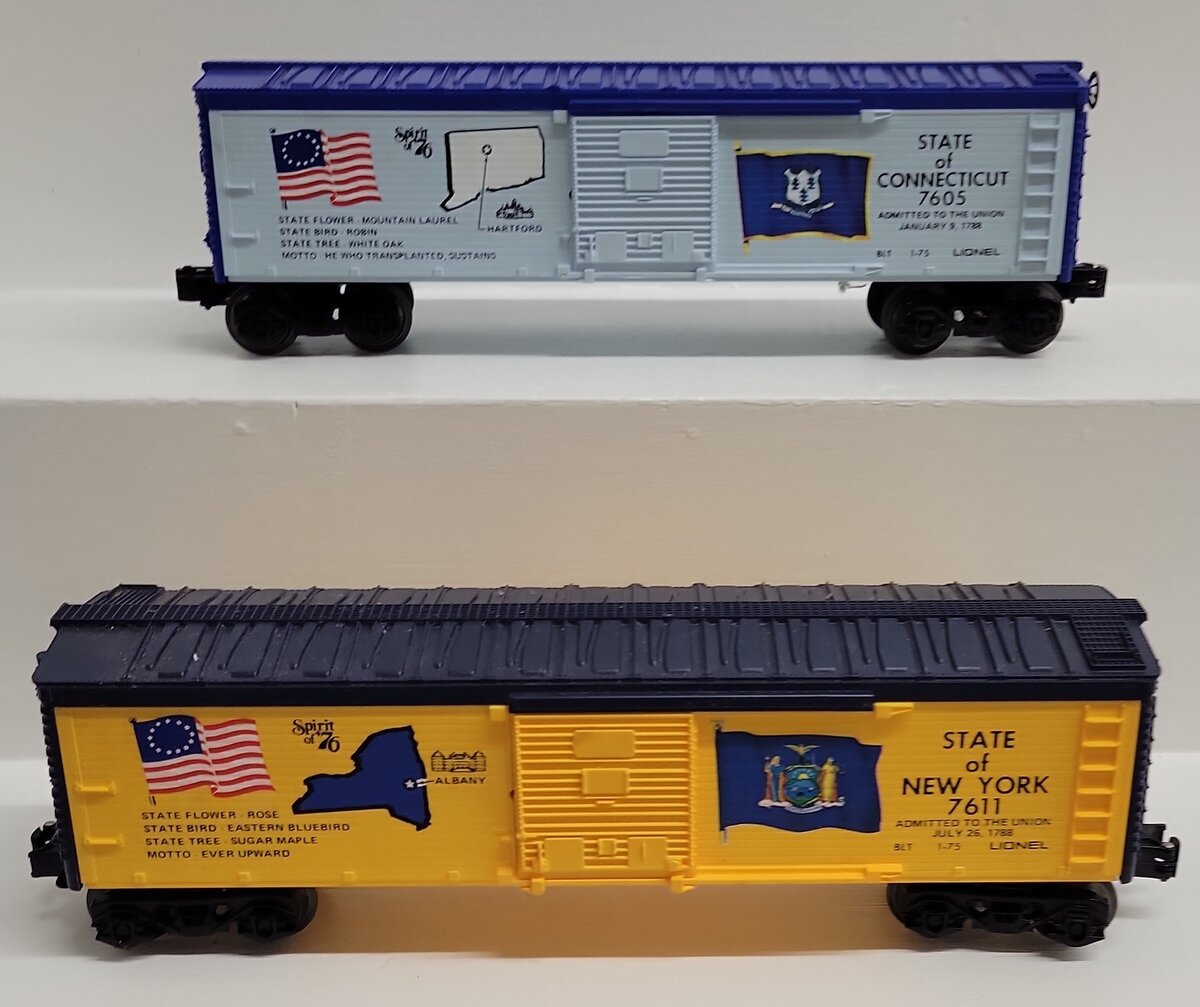 Lionel O Gauge Spirit of '76 Boxcars 6-7605 6-7611 [2] LN