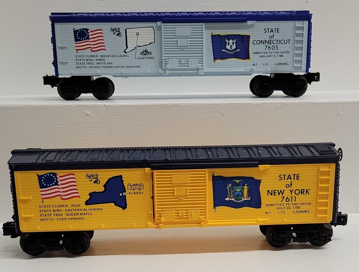 Lionel O Gauge Spirit of '76 Boxcars 6-7605 6-7611 [2] LN