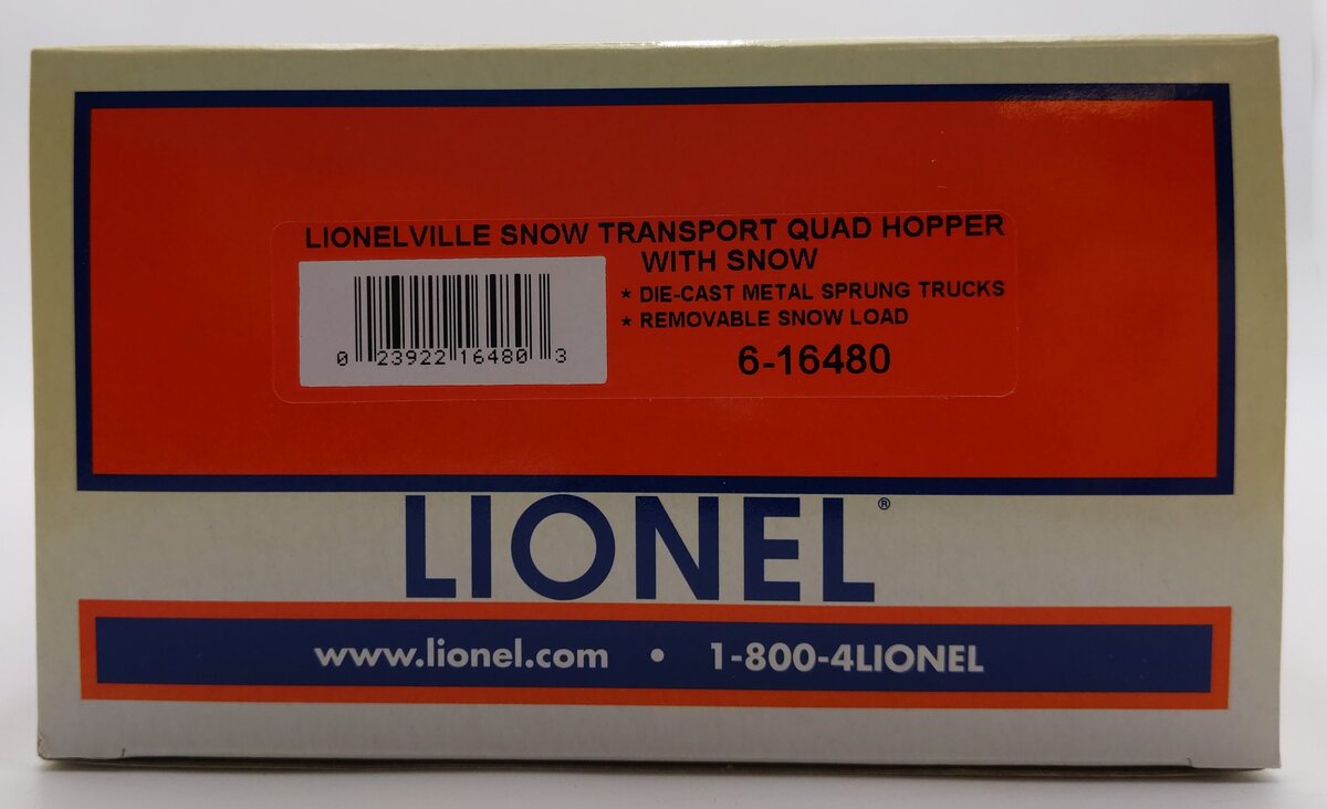 Lionel 6-16480 O Gauge Lionelville Snow Transport Quad Hopper LN/Box