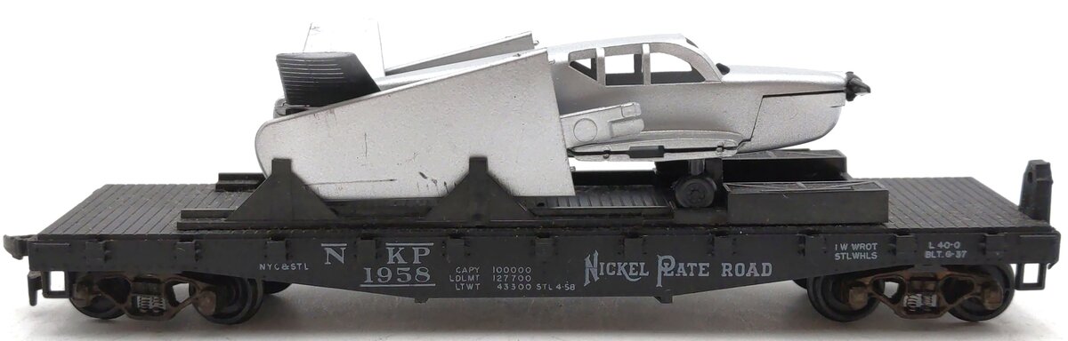 Lionel 0800-1 HO Nickel Plate Road Flatcar w/ Plane #1958 VG