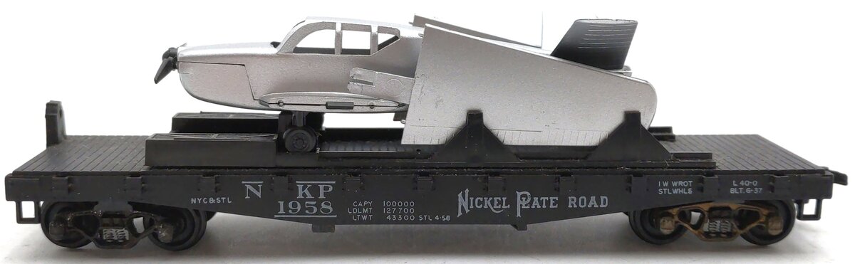Lionel 0800-1 HO Nickel Plate Road Flatcar w/ Plane #1958 VG