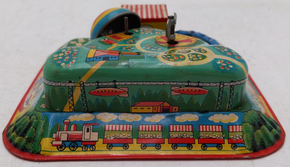 Vintage Tin Windup Children Station Train Toy VG