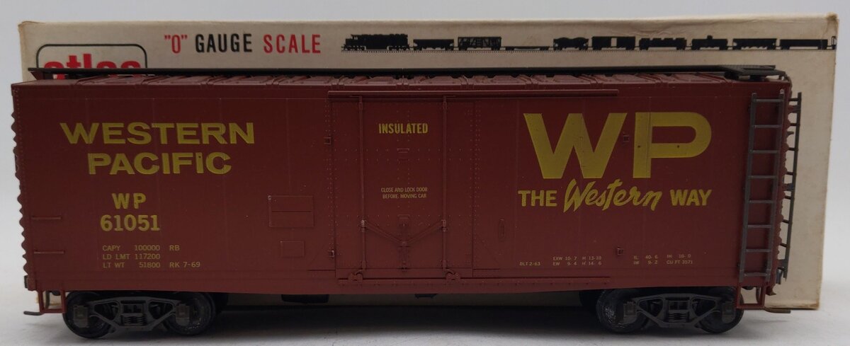 Atlas 6241 O Western Pacific Plugdoor Reefer Car #61051 (2-Rail) VG/Box