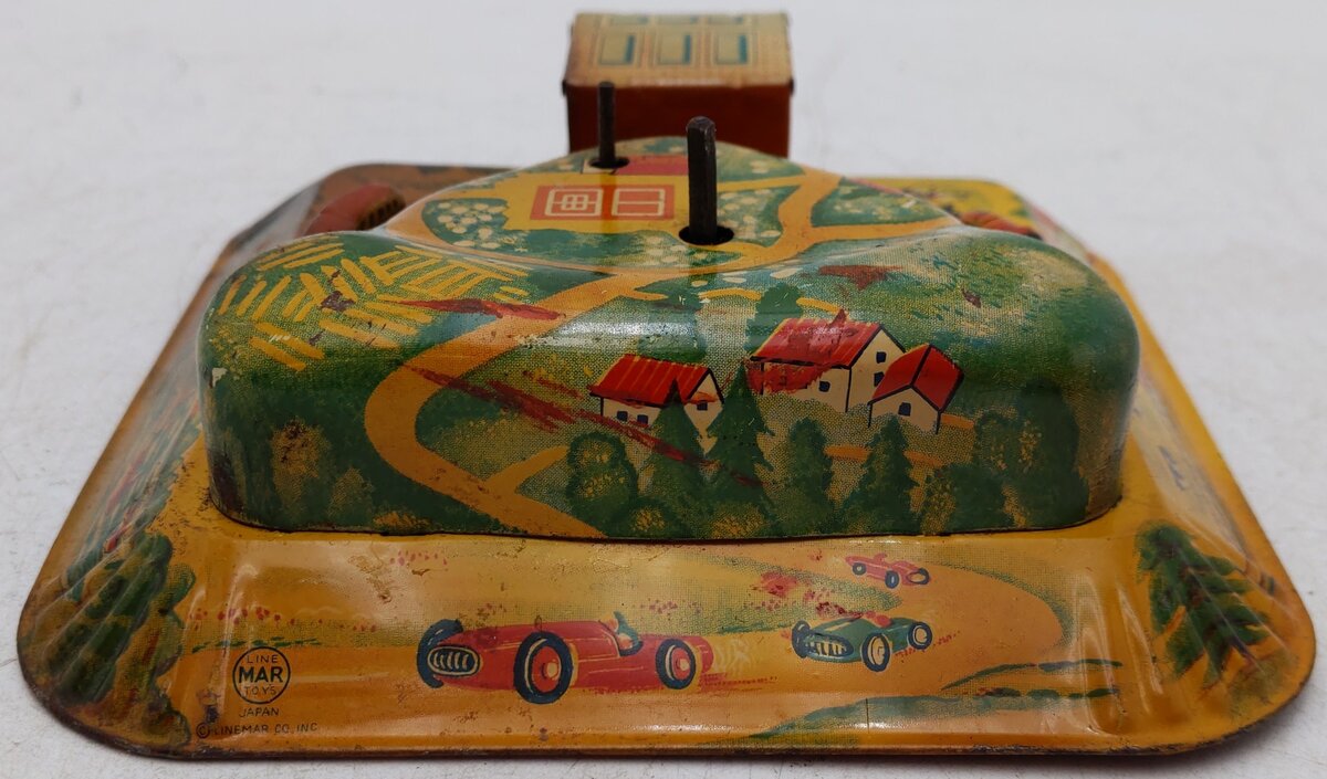 Vintage Tin Windup Train Station Toy VG
