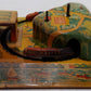 Vintage Tin Windup Train Station Toy VG