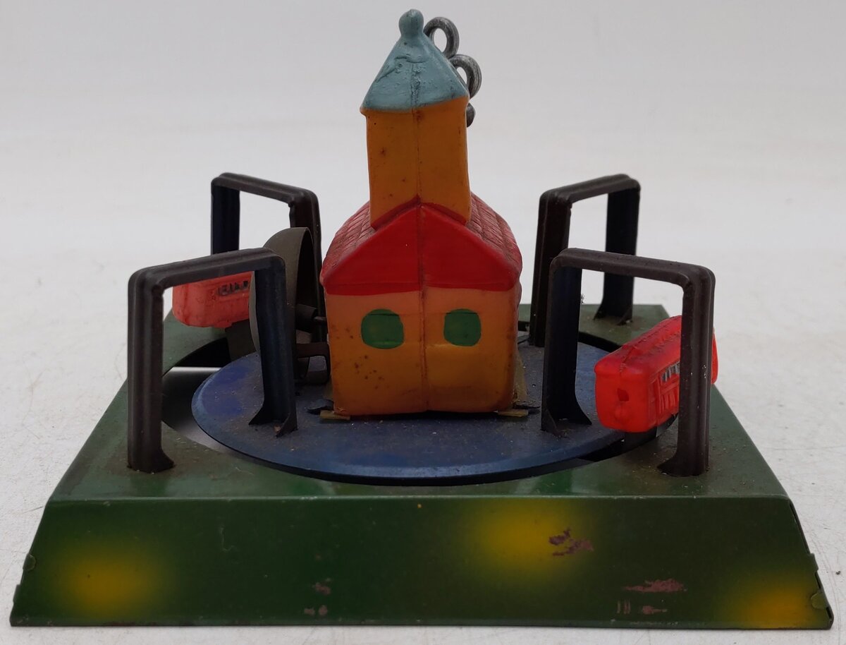 Vintage Tin Windup Church Train Toy w/ Bell VG
