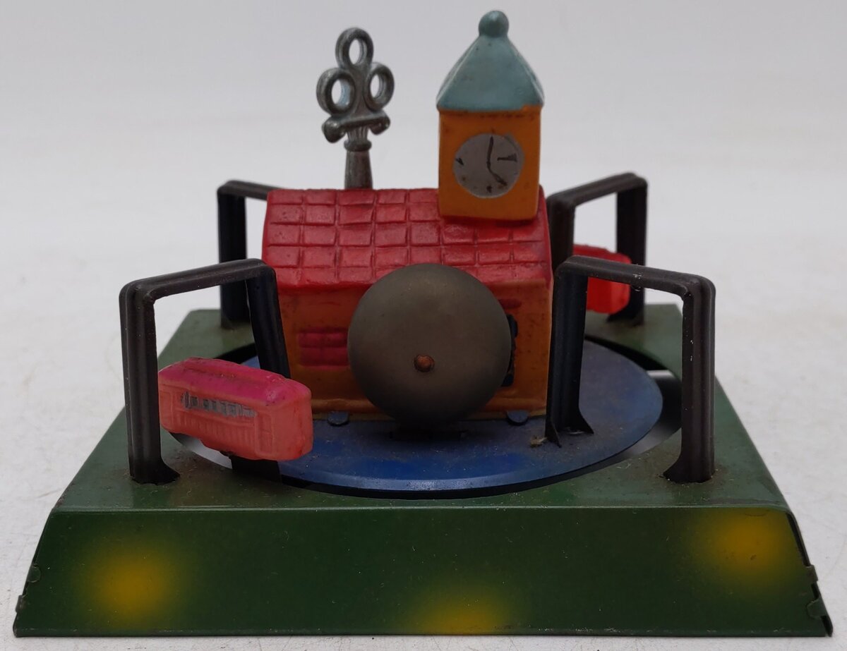 Vintage Tin Windup Church Train Toy w/ Bell VG