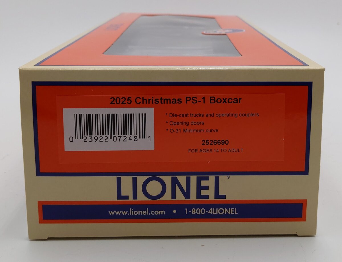 Lionel 2526690 O 2025 Christmas PS-1 Boxcar #2025 EX/Box
