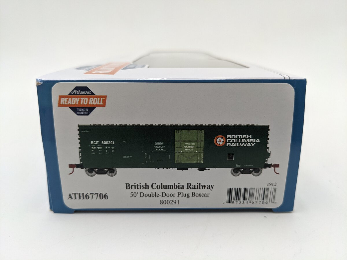 Athearn 67706 HO British Columbia Railway RTR 50' Evans DD Plug Boxcar #800291 NIB