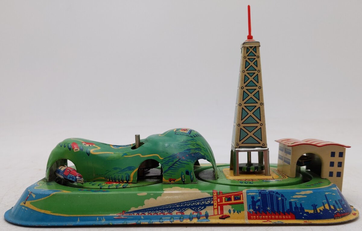 Red China Vintage Tin Communications Windup Train Toy VG/Box