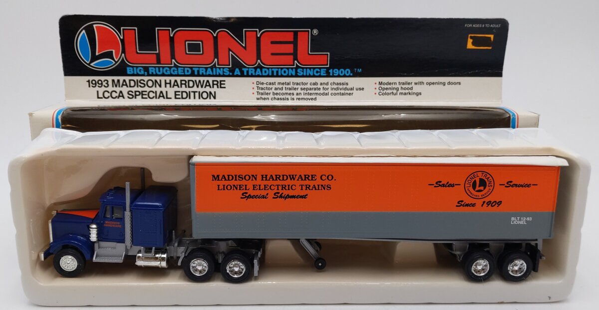 Lionel 6-52025 O Madison Hardware LCCA 1993 Special Edition Tractor & Trailer NIB