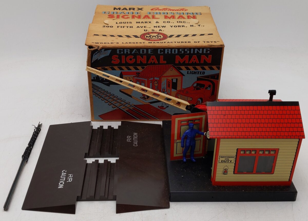 Marx 1420 Vintage O Operating Gateman & Crossing Gate VG/Box
