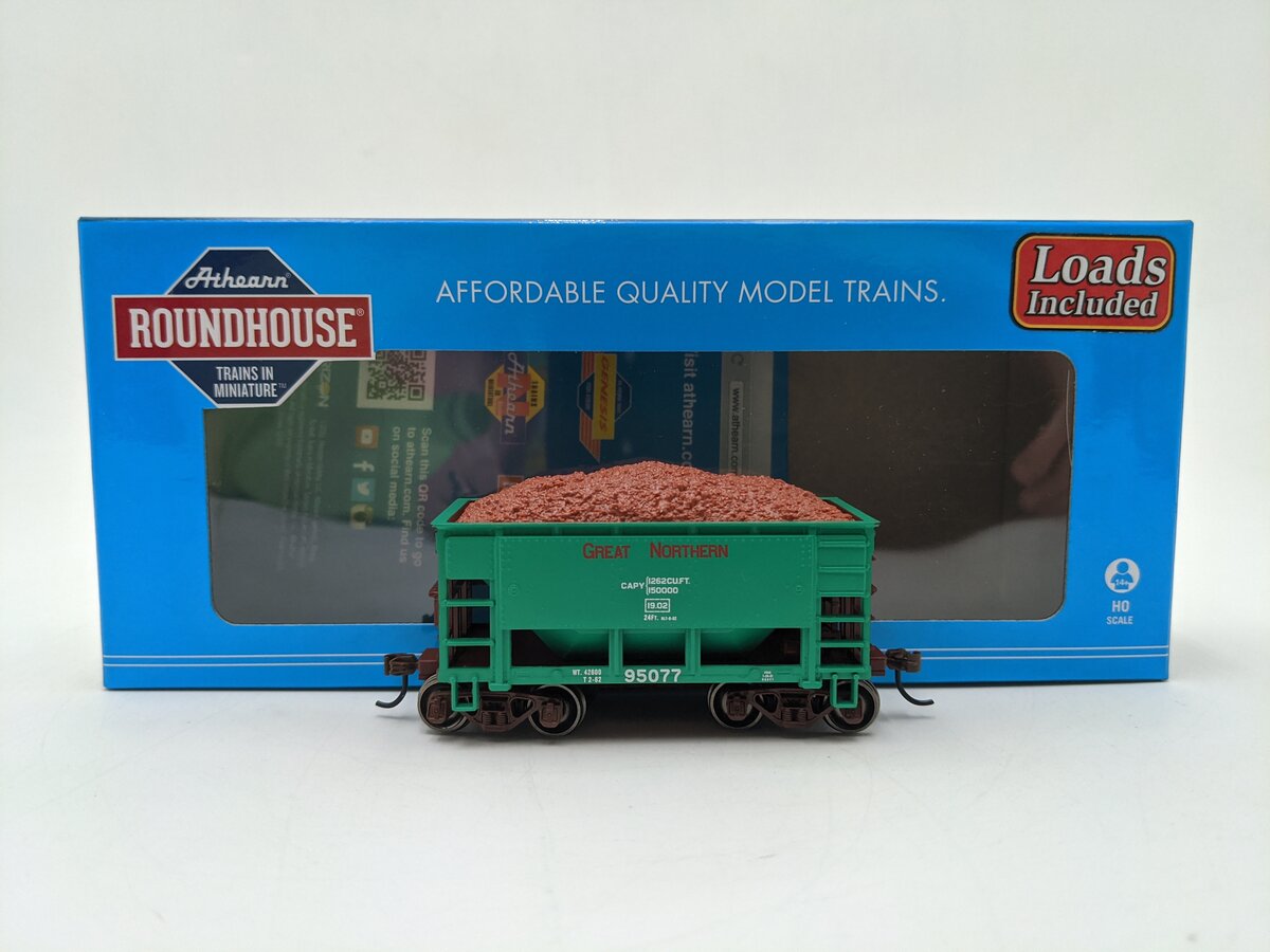 Roundhouse 87170 HO Scale Great Northern 24' Ribbed Ore Car w/Load #95077