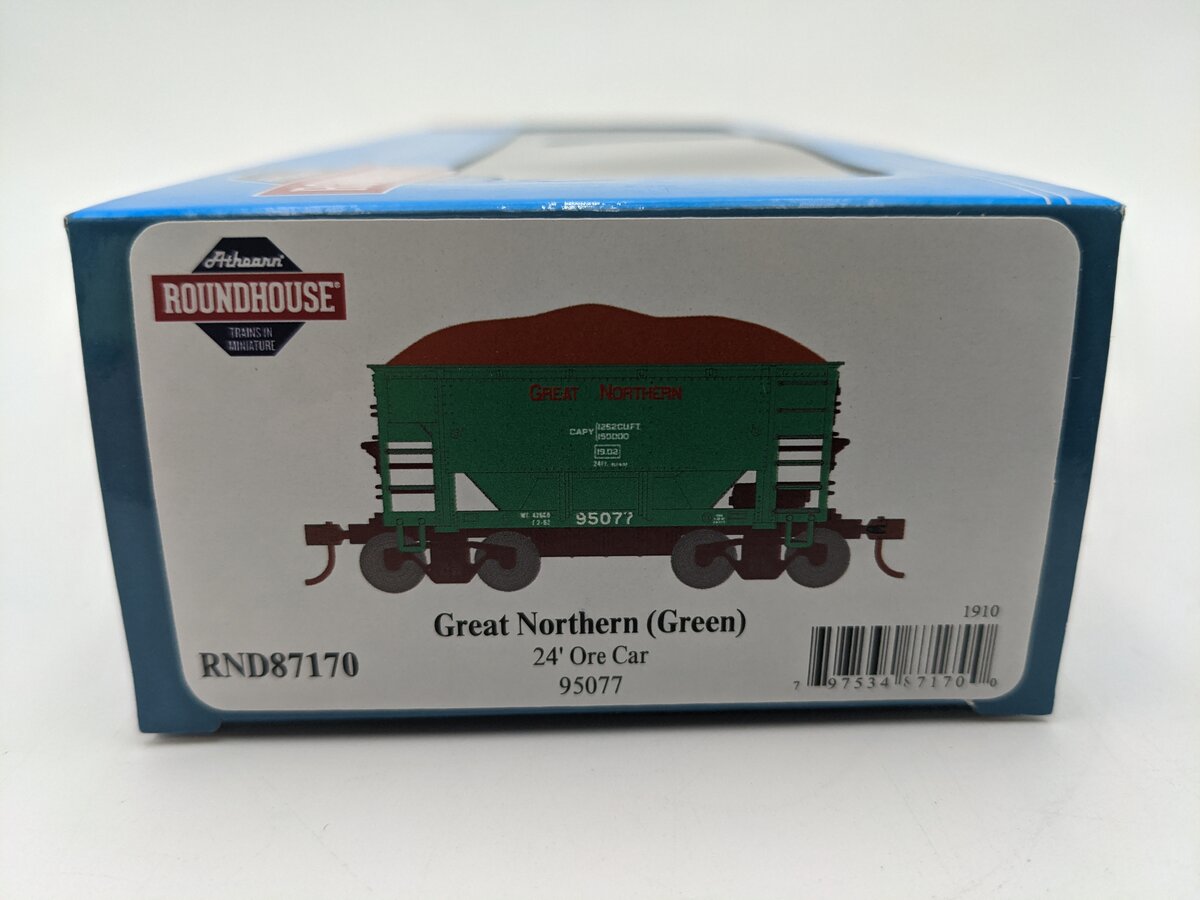 Roundhouse 87170 HO Scale Great Northern 24' Ribbed Ore Car w/Load #95077 LN/Box