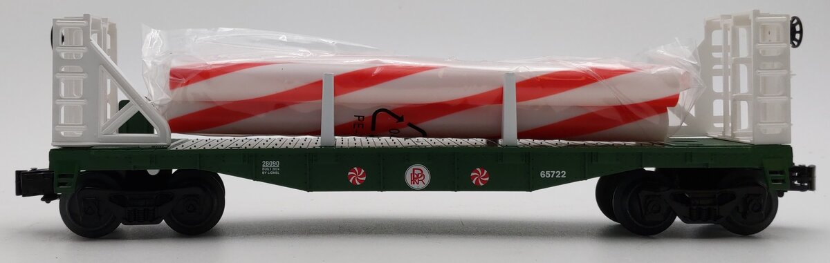Lionel 2428090 O Peppermint Railroad Transport Bulkhead Flatcar