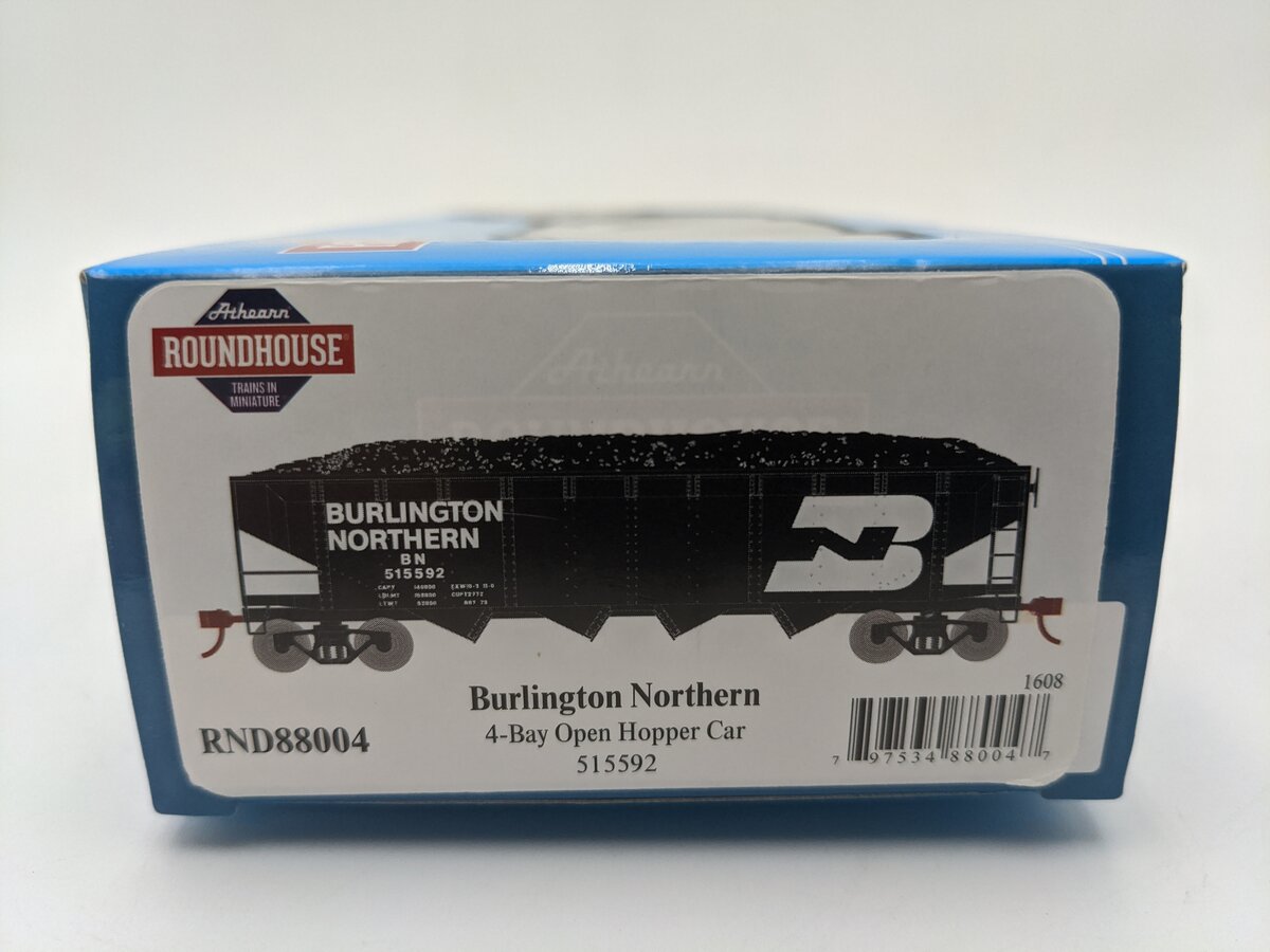 Athearn 88004 HO Burlington Northern 40' 4-Bay Offset Hopper w/Coal Load #515592 LN/Box