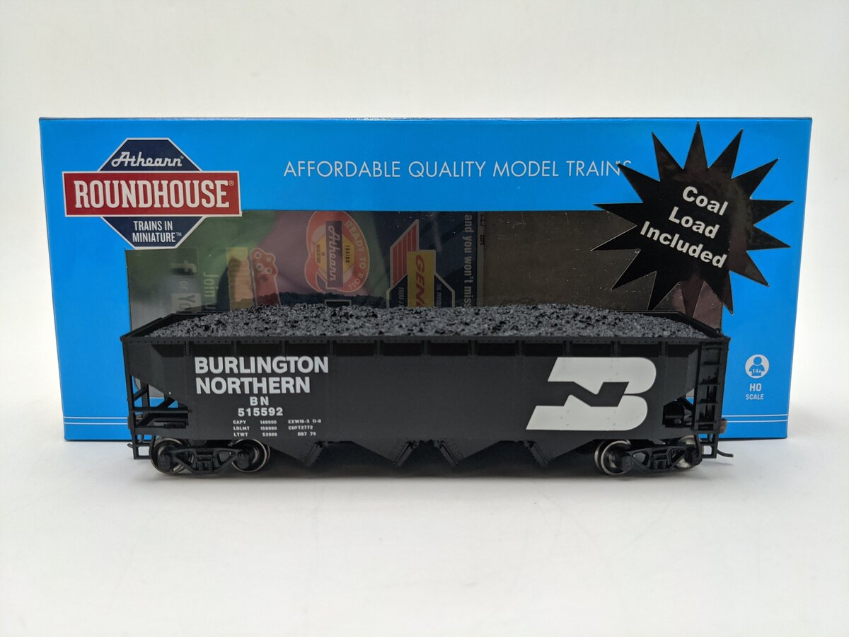 Athearn 88004 HO Burlington Northern 40' 4-Bay Offset Hopper w/Coal Load #515592 LN/Box