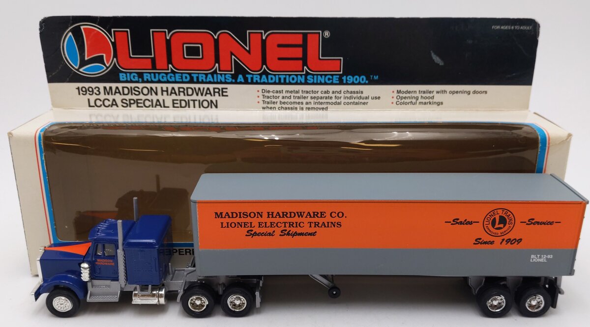 Lionel 6-52025 O Madison Hardware LCCA 1993 Special Edition Tractor & Trailer LN/Box