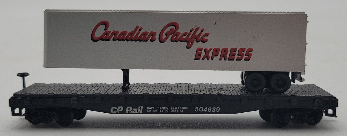 Atlas 3777 N Scale CP Rail Flat Car w/ 40' Trailer #504639 EX/Box