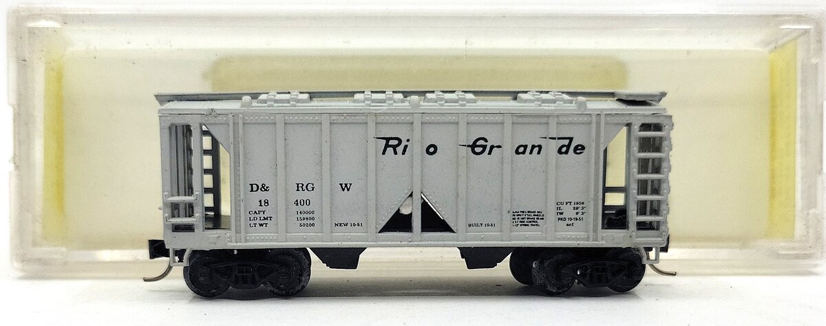 Loco-Motives 12050 N Scale Rio Grande 2-Bay Covered Hopper #18400 EX/Box